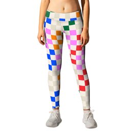 Cheerful Chequered Tiles in Playful Colors Leggings
