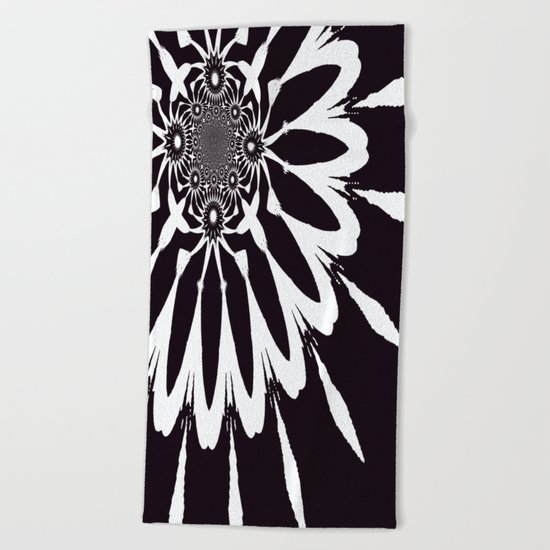 The Modern Flower Black & White Beach Towel