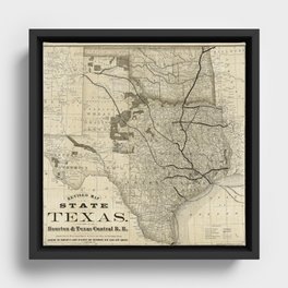 Old Map of Texas 1876 Vintage Wall map Restoration Hardware Style Map Framed Canvas