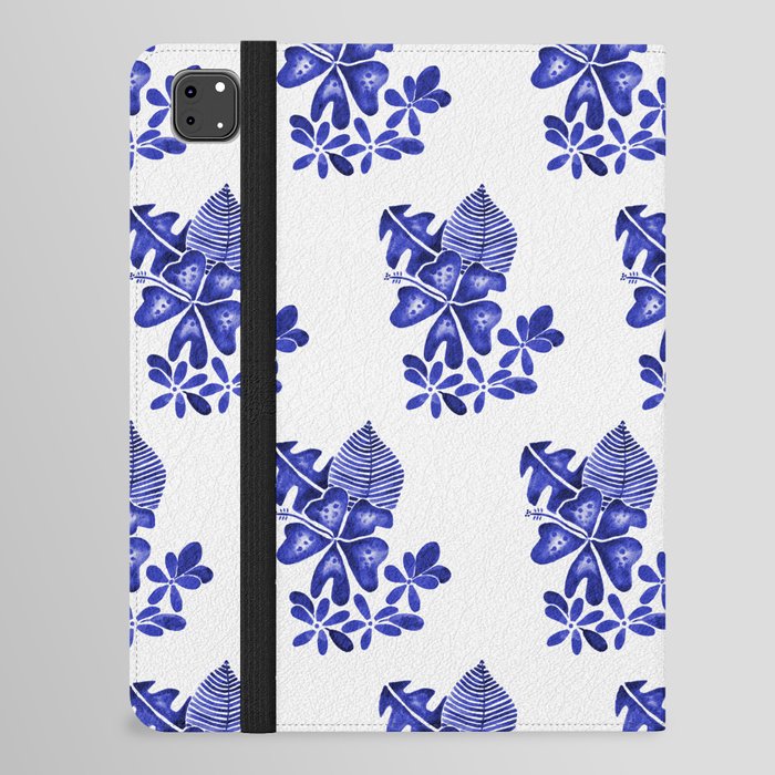 Tropical Blooms - Navy Blue iPad Folio Case