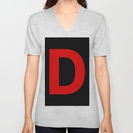 Letter D (Red & Black) V Neck T Shirt