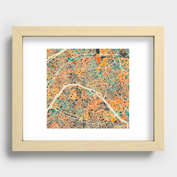 Paris mosaic map #2 Recessed Framed Print