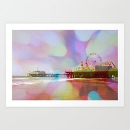 Colorful Blurry Bokeh Santa Monica Pier Art Print
