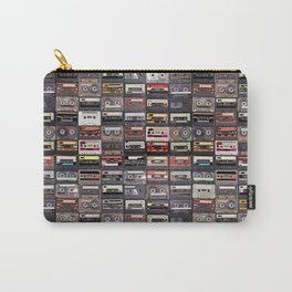 Huge collection of audio cassettes. Retro musical background Carry-All Pouch