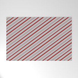 [ Thumbnail: Grey and Brown Colored Lines/Stripes Pattern Welcome Mat ]