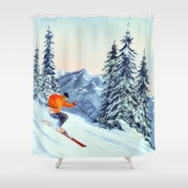 Skiing The Clear Leader Shower Curtain