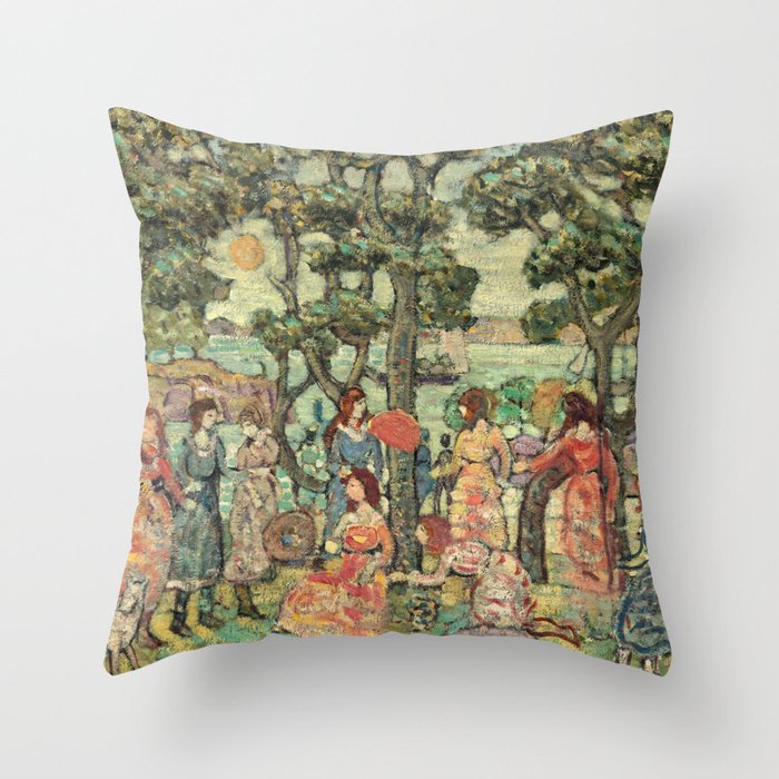 Maurice Prendergast Landscape with Figures, 1921 Throw Pillow