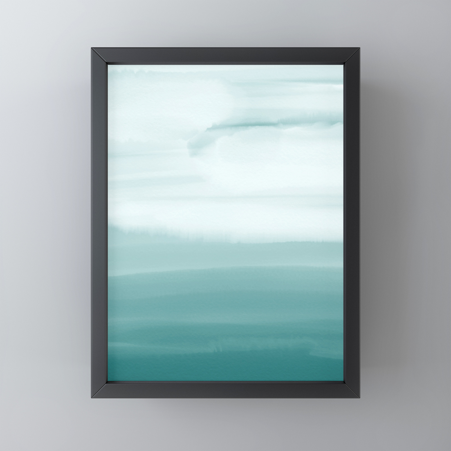 Ocean Sky Surf Waves Teal Blue Green Water Clouds Watercolor Painting Beach Bathroom Decor Framed Mini Art Print By Palmtreeprints Society6