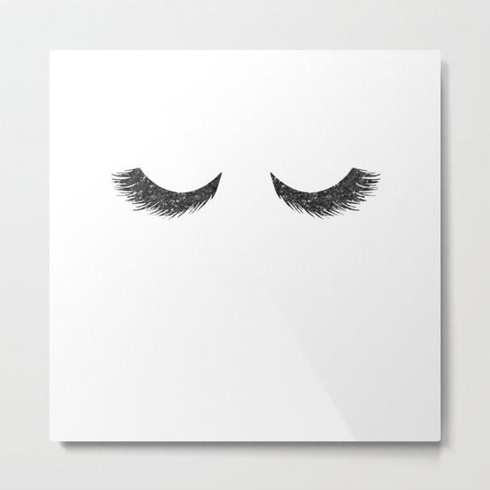 Lashes Black Glitter Mascara Metal Print
