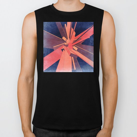 Vintage Orange Rectangles Biker Tank