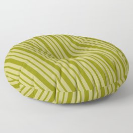 [ Thumbnail: Green & Dark Khaki Colored Lines/Stripes Pattern Floor Pillow ]