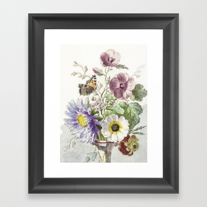 Bouquet of Flowers with a Butterfly Framed Art Print