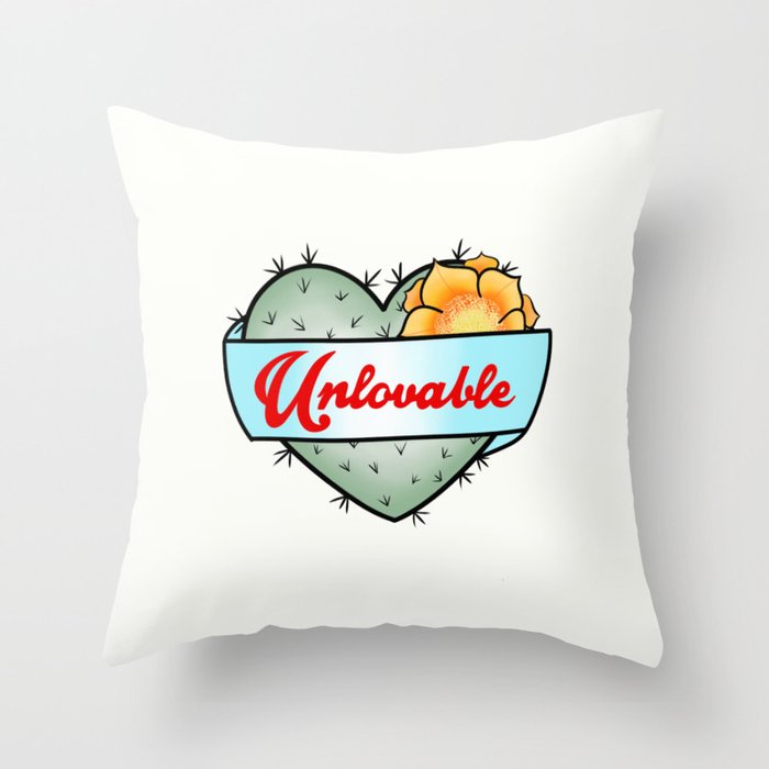 Unlovable Cactus Throw Pillow