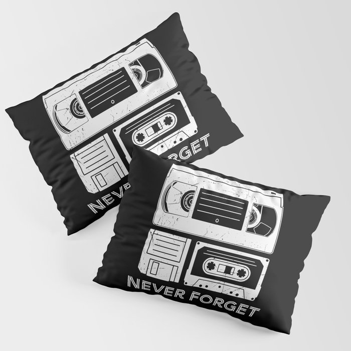 Never Forget VHS Cassette Floppy Funny Pillow Sham