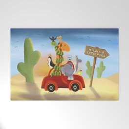 Wildlife Day - Animals on a Road Trip Painting  Welcome Mat