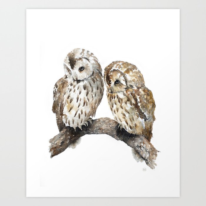 Two owls Art Print