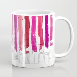 Lipstick Stripes - Floral Fuschia Red Coffee Mug
