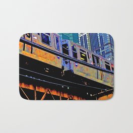 Chicago 'L' in multi color: Chicago photography - Chicago Elevated train Bath Mat | Chicagol, Chicagoel, Skyscrapers, Giftfromchicago, Chicagogift, Chicagomug, Chicagoartprint, Chicagodigitalart, Chicagocase, Chicagomask 