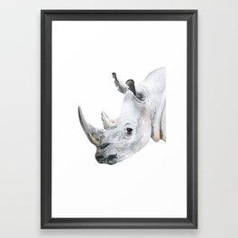 Watercolor Rhino Handpainted African Animal Art Rhinoseros Painting Safari Animals Big Five Portrait Framed Art Print