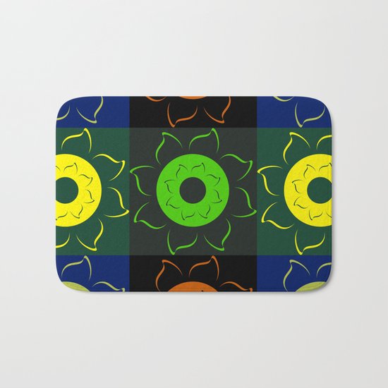 Floral squares Bath Mat