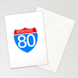 80 Interstate Red & Blue - Classic Vintage Retro American Highway Sign Stationery Card