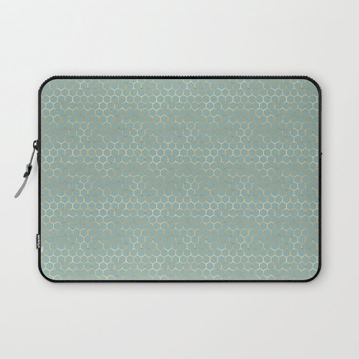 Green Gold Honeycomb Pattern Laptop Sleeve