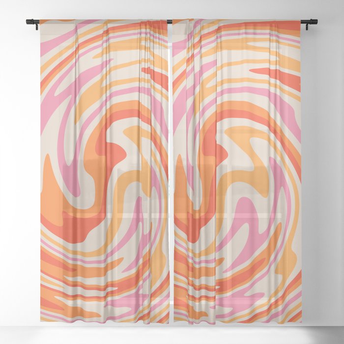 70s Retro Swirl Color Abstract Sheer Curtain