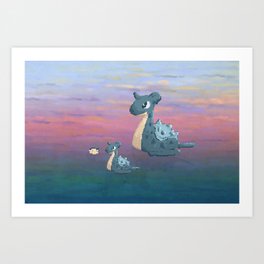 Swimming with Lapras. Art Print