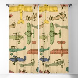Airplanes. Retro seamless pattern on vintage old paper. Plus three objects cracked surface. Grunge effects Blackout Curtain
