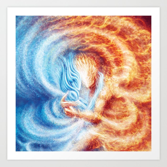 Fire and Ice Love (Close-up) Art Print