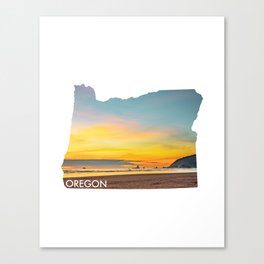 Oregon Map Sunset Canvas Print