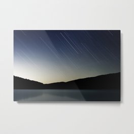 Star trails over Stony Mountain Metal Print