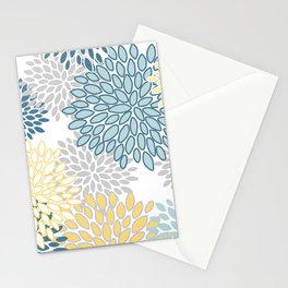 Floral Grey, Yellow and Teal Stationery Card