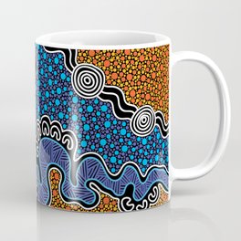 Authentic Aboriginal Art - 10 Coffee Mug | Fashion, Graphicdesign, Aboriginal, Earth, Indigenous, Water, Blue, Naidoc, River, Aboriginalart 