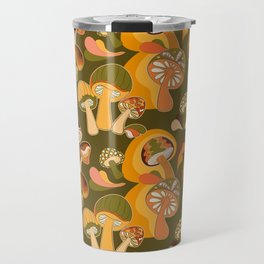 70s Mushroom, Retro Pattern Travel Mug