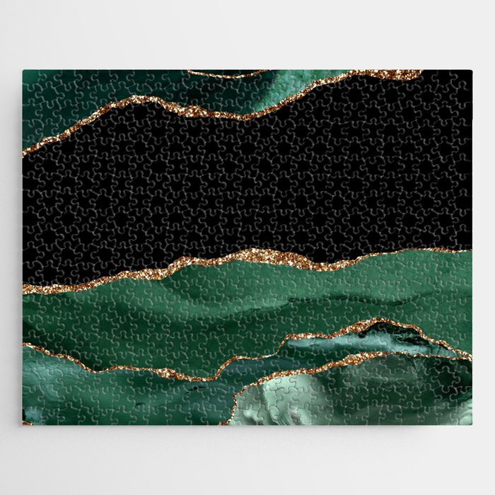 Emerald & Gold Agate Texture 01 Jigsaw Puzzle