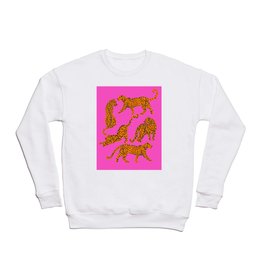 Abstract leopard with red lips illustration in fuchsia background  Crewneck Sweatshirt | Cheetah, Pattern, Tropical, Tiger, Painting, Panthers, Safari, Jungle, Abstract, Cats 