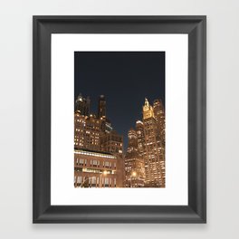 Skyscrapers in New York City | Night Photography Framed Art Print