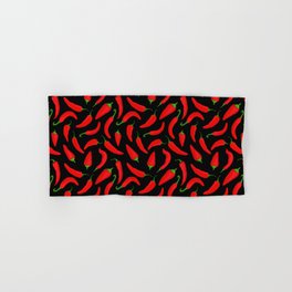 Red Chilli Peppers Pattern Hand & Bath Towel