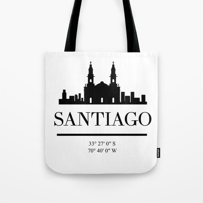SANTIAGO DE CHILE BLACK SILHOUETTE SKYLINE ART Tote Bag