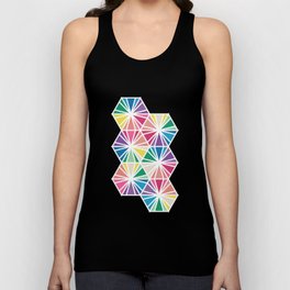 Geometric Honeycomb Bright Rainbow Pattern Tank Top