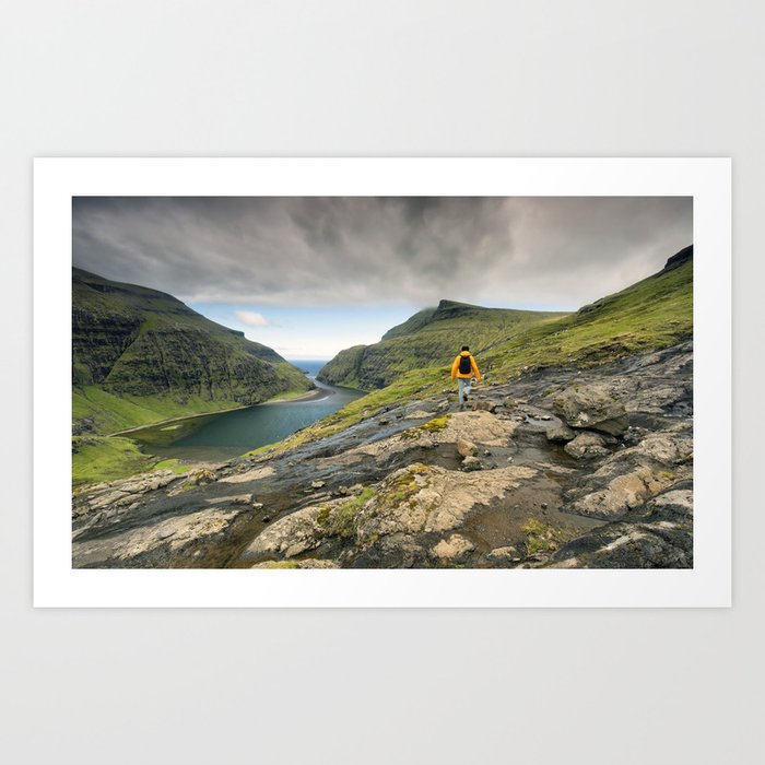 Hike at Saksun lake | Saksun, Faroe Islands travel photography | Landscape art print  Art Print