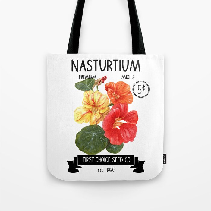 Vintage Nasturtium Seed Label Tote Bag