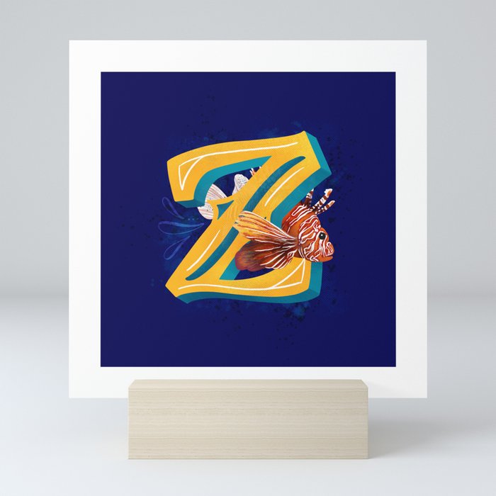 Aquatic Alphabet: Zebra Turkeyfish Mini Art Print