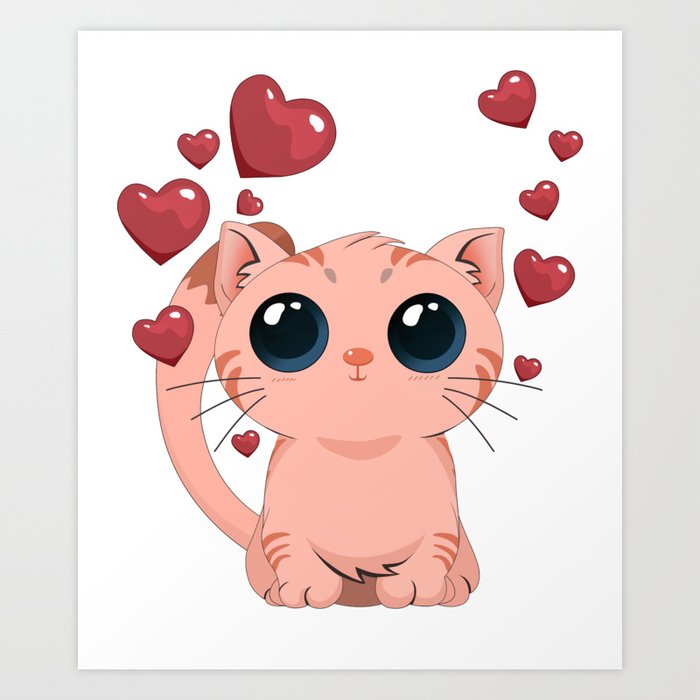 Cute Lovely Cat Valentine S Day T Shirt Art Print By The Beard Creative Studio Society6