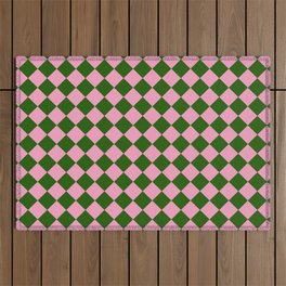 Pink & Green Checkerboard Outdoor Rug
