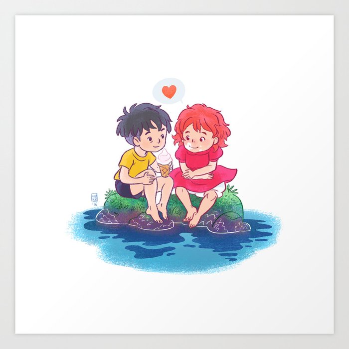 Ponyo On The Cliff By The Sea Art Print By Odre Society6