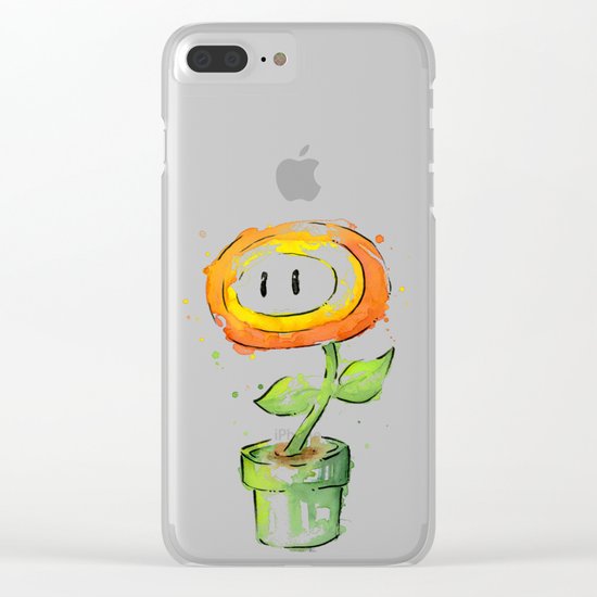 Fireflower Watercolor Painting Clear iPhone Case