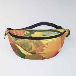 Tropical Vibrant Yellow Orange-Red Orchid Flowers  Fanny Pack