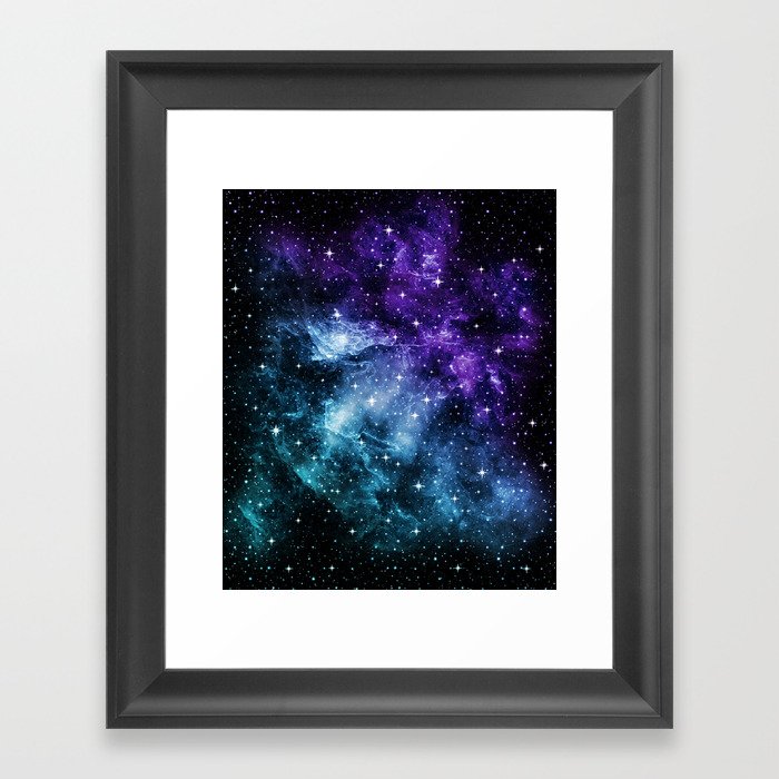 Purple Teal Galaxy Nebula Dream #1 #decor #art #society6 Framed Art Print